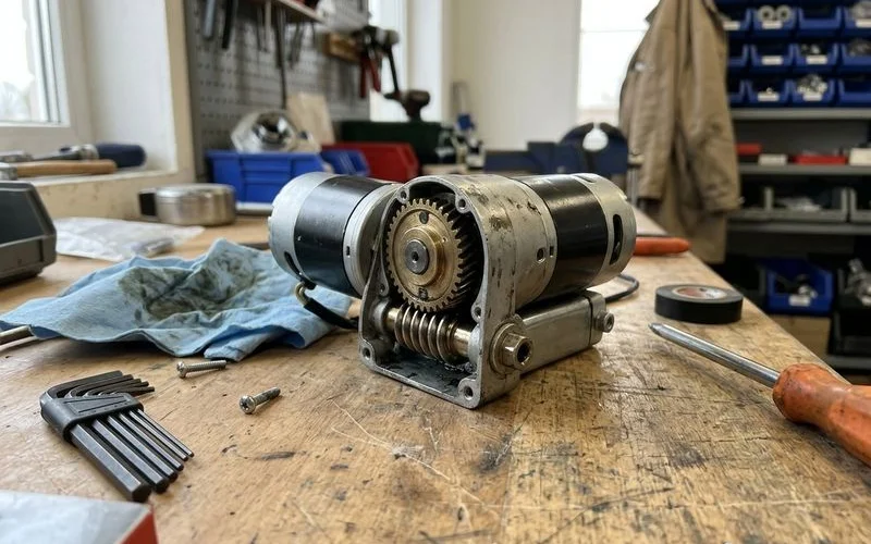Close-up of a brushless DC door motor unit