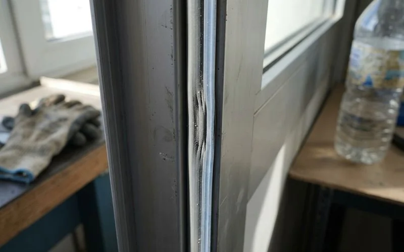 Close-up of a hermetic door edge gasket seal