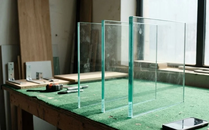 Edge view comparing 10mm, 12mm and 15mm glass