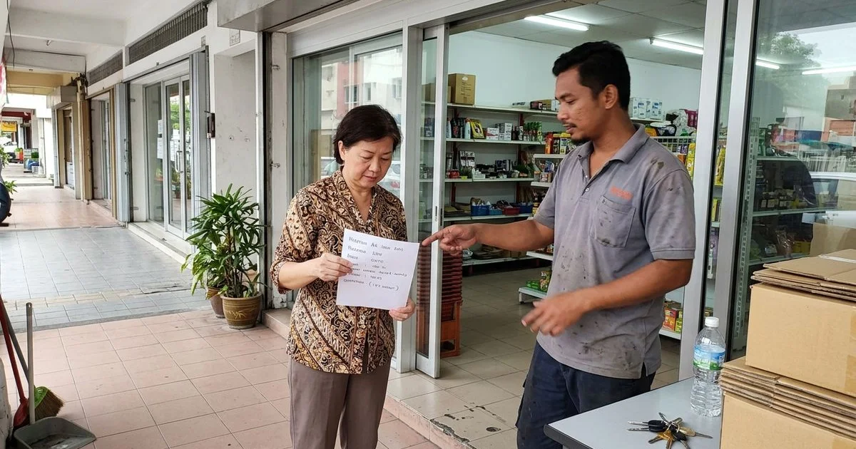 Automatic glass sliding door at a Malaysian retail entrance