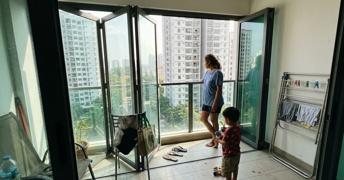 Glass curtain system enclosing a Malaysian condo balcony