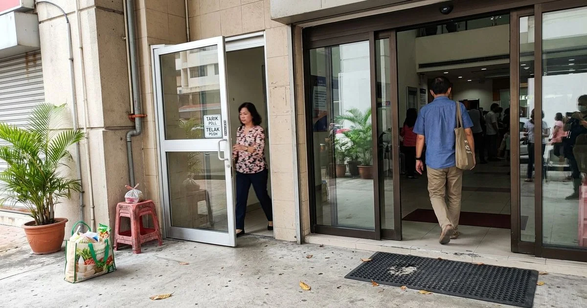 Split view of an automatic swing door and a sliding door at two entrances