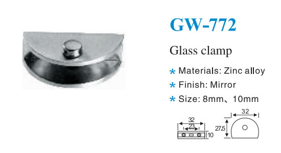 Glass clamps, patch fittings and spider fittings in stainless steel
