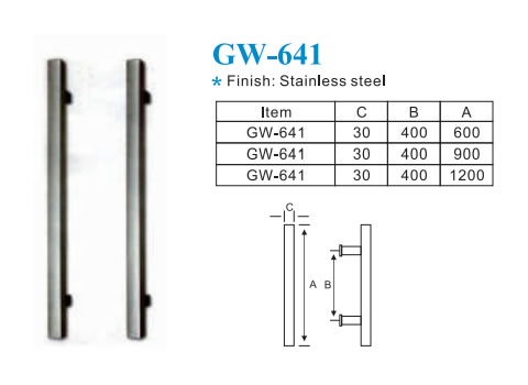 Stainless steel glass door handle with polished finish